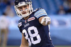 PHOTO COURTESY TORONTO ARGONAUTS  CALLING AN AUDIBLE: Toronto Argonaut wide receiver Mike Bradwell announced his retirement from football on May 14. The Leaside High School alum is pursuing a career in civil engineering, and has taken a job in sunny Los Angeles. 