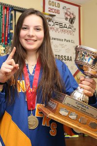 BRIAN BAKER/TOWN CRIER FUTURE STAR: Grade 10 Quinn Johnston, one of Lawrence Park’s alternate captains, will be back for a second run at OFSAA gold. Her team won top spot in girls AAA hockey, March 9 in Stratford.